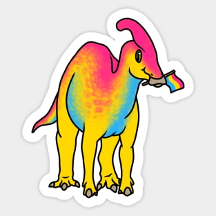 PANasaurolophus Prideosaur - Pride Month Pansexual Flag Dinosaur Sticker